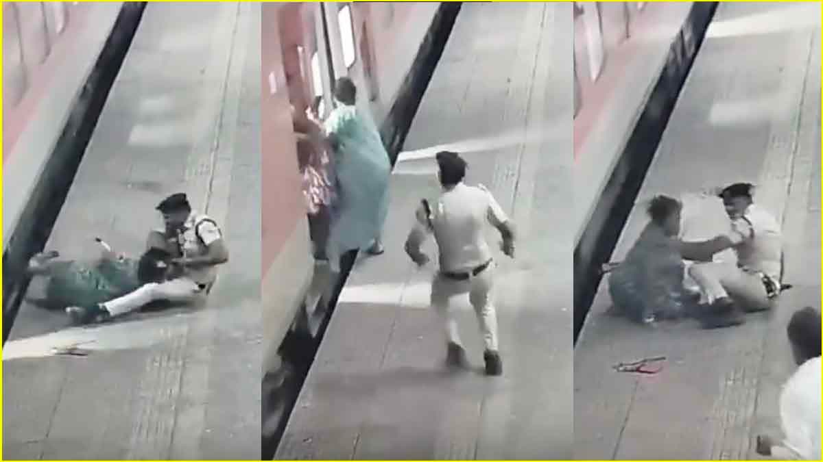 Watch: चलती ट्रेन के नीचे गिरती महिला की ऐसे बची जान, रेलवे ने शेयर किया वीडियो