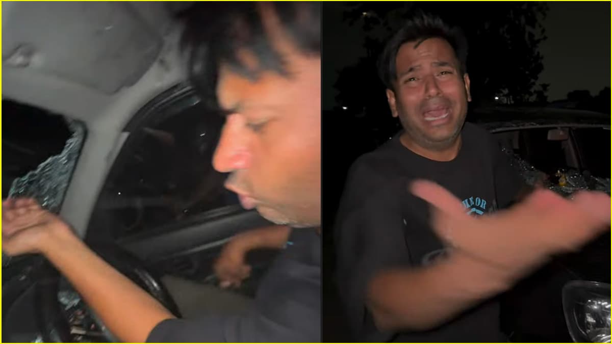 Puneet Superstar की चलती गाड़ी पर हमला, हाथ में घुसा कांच; रोते हुए यूट्यूबर का वीडियो वायरल