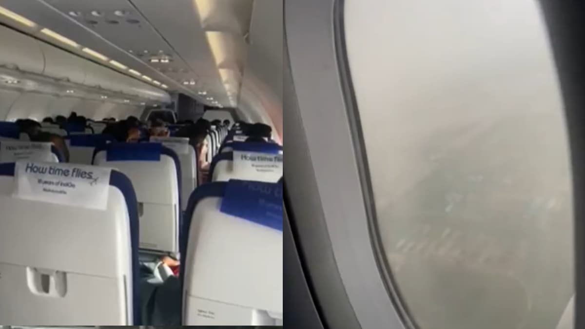 Delhi News: 80 Km की स्पीड से चली हवा, आसमान में फंसा Indigo का प्लेन, सामने आया डराने वाला वीडियो