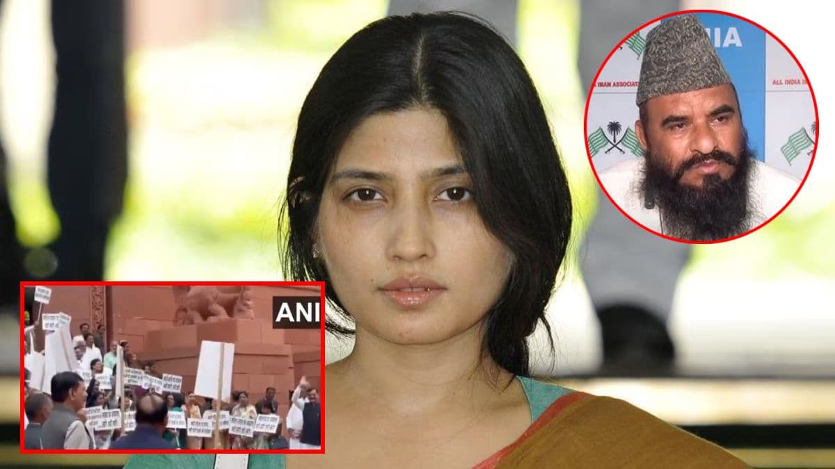 डिंपल यादव के समर्थन में उतरे NDA के सांसद, संसद में मौलाना रशीदी के खिलाफ किया प्रदर्शन