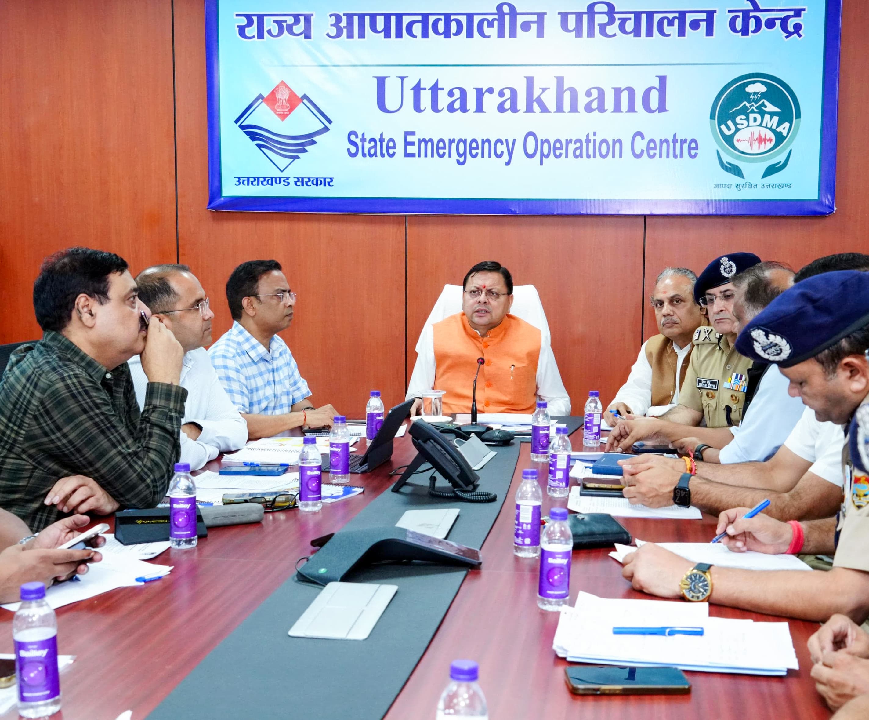 Uttarakhand CM Pushkar Singh Dhami chairs a high-level meeting on cloudburst in Dharali (Uttarkashi)