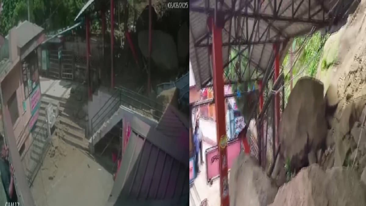 हिमाचल प्रदेश के प्रसिद्ध सिद्धपीठ मंदिर में भूस्खलन से मचा हड़कंप, वीडियो आया सामने