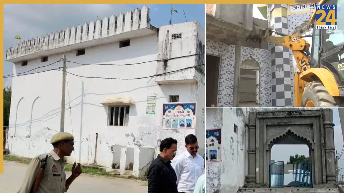 संभल में पुलिस का बड़ा एक्शन, तालाब पर बनी अवैध मस्जिद पर चलाया बुलडोजर; छावनी में तब्दील गांव