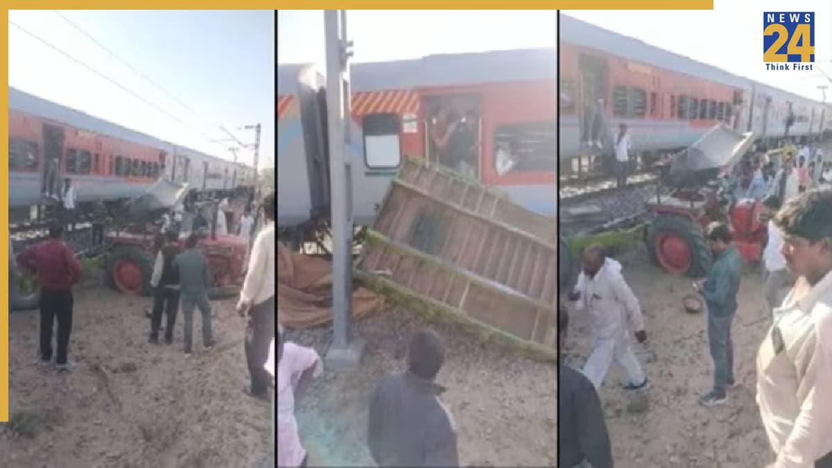 राजस्थान में सुपरफास्ट ट्रेन की फाटक पर खड़ी ट्रैक्टर ट्रॉली से जोरदार टक्कर, यात्रियों में फैली दहशत
