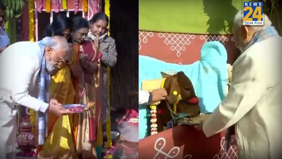 मंत्री के घर पर PM मोदी ने ऐसे मनाया पोंगल पर्व, VIDEO में गौ सेवा भी करते दिखे