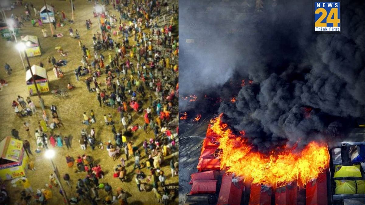 मकर सक्रांति के स्नान से पहले माघ मेले में लगी आग, 15 टेंट और 20 दुकानें जलकर राख, जान बचाकर भागे कल्पवासी