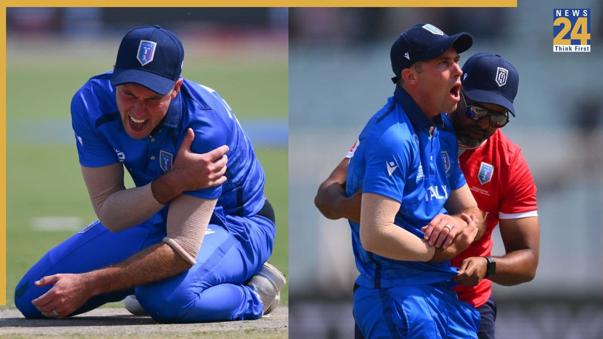 T20 WC 2026 के डेब्यू मैच में इटली के कप्तान संग हुआ बड़ा हादसा! बीच मैदान पर दर्द से छटपटाते दिखे Wayne Madsen