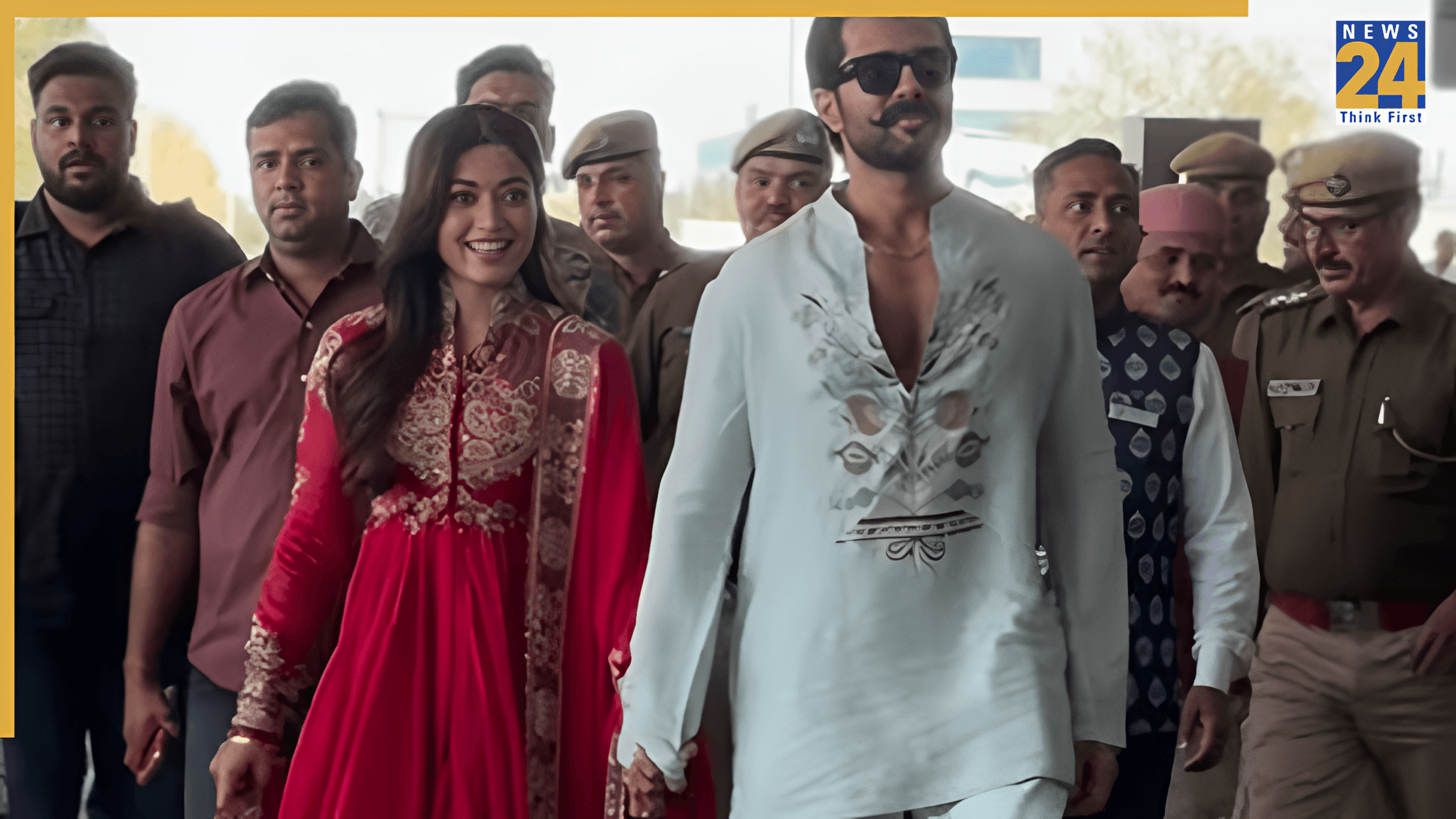 शादी के बाद पहली बार साथ दिखे Vijay-Rashmika, एयरपोर्ट पर फैंस ने किया ग्रैंड वेलकम