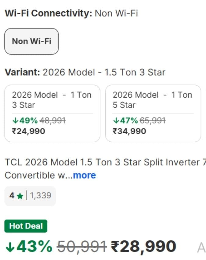  TCL 1.5 Ton Split AC