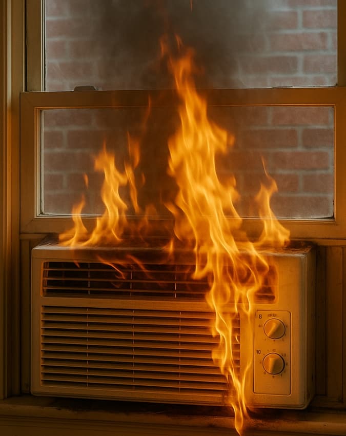 AC में आग की वजह