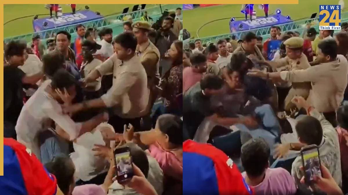 LSG vs DC मैच में हाई वोल्टेज ड्रामा! स्टैंड्स में जमकर चले लात-घूंसे, पुलिस को करना पड़ा बीच-बचाव, देखें VIDEO