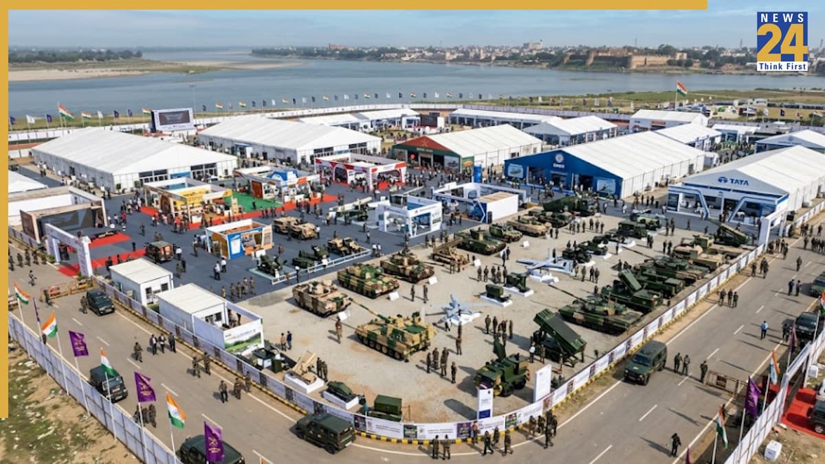 Indian Army Exhibition Prayagraj, North Tech Symposium 2026, Atmanirbhar Bharat Defence Equipment, Indigenous Weapons Display, Prayagraj Security Alert