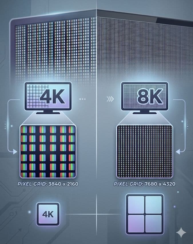 4K और 8K रेजोल्यूशन में कितना अंतर है?