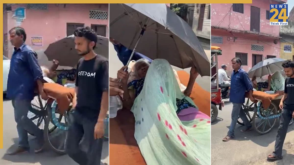 कमर में फ्रैक्चर के साथ ठेले पर पेंशन लेने पहुंची 73 वर्षीय महिला, Video वायरल होने के बाद बैंक ने माफी मांगी