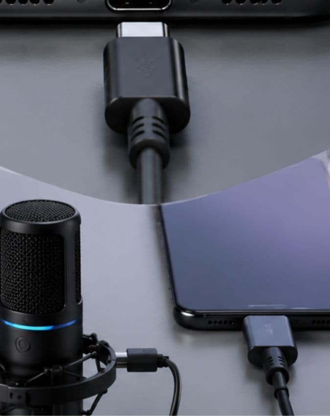 रिकॉर्डिंग के लिए इस्तेमाल करें USB-C माइक्रोफोन