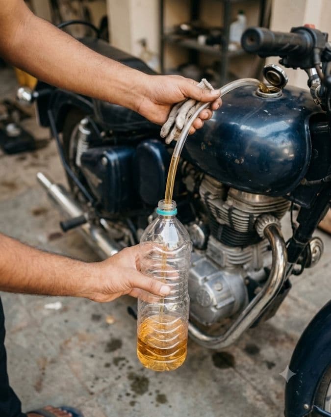 पेट्रोल निकालने के लिए करें बोतल का इस्तेमाल