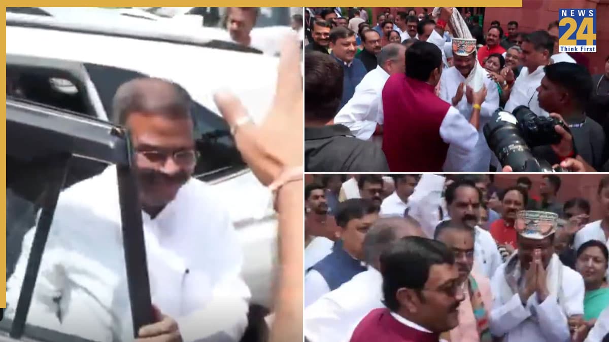 इस्तीफे के बाद धर्मेंद्र प्रधान का संसद में शानदार स्वागत, पगड़ी पहनाकर सदन में ले गए NDA सांसद