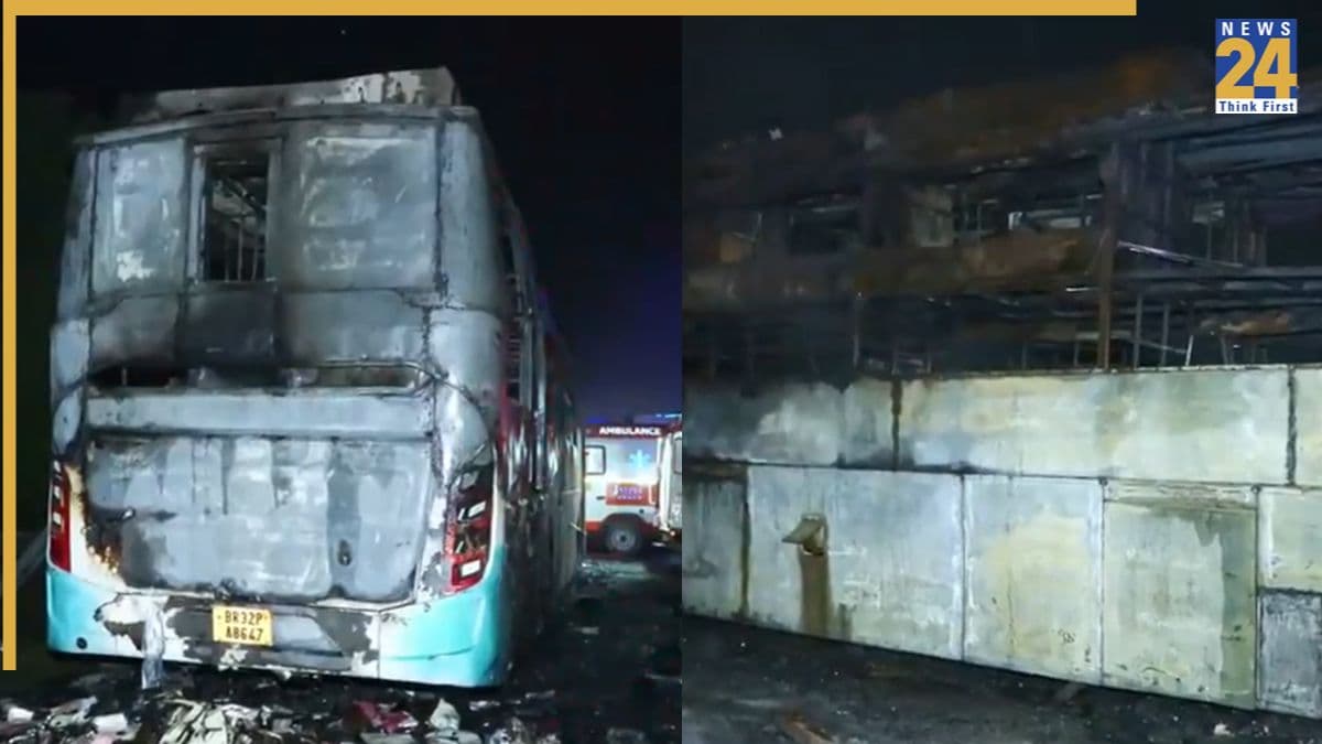 Greater Noida bus fire, Yamuna Expressway bus fire, sleeper bus fire, Greater Noida news, Yamuna Expressway news, bus catches fire, moving bus fire, bus fire accident, passengers trapped in bus, Greater Noida accident, Uttar Pradesh bus fire, Yamuna Expressway accident, Yogi Adityanath, Greater Noida latest news