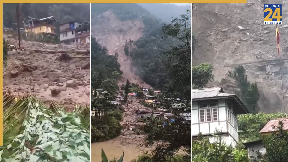 सिक्किम में भारी बारिश से भयानक लैंडस्लाइड, मलबे-पानी में बहे घर और सड़कें, तबाही का वीडियो आया सामने