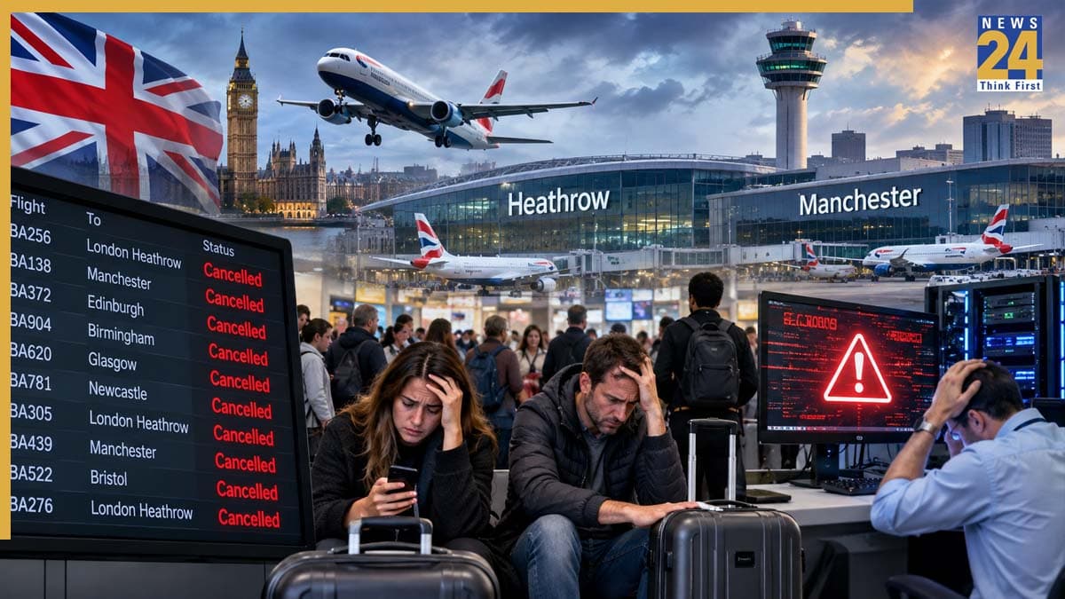UK में 300 फ्लाइट्स रद्द, हीथ्रो और मैनचेस्टर समेत कई एयरपोर्ट्स पर यात्री परेशान; तकनीकी खराबी बनी वजह