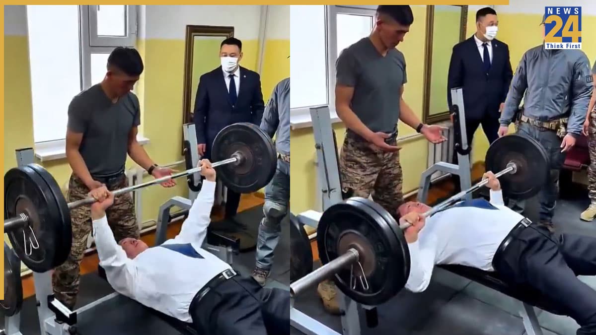 मंगोलिया के राष्ट्रपति ने 100 किलो वजन उठाकर किए 20 बेंच प्रेस, सोशल मीडिया पर वीडियो हो रहा वायरल