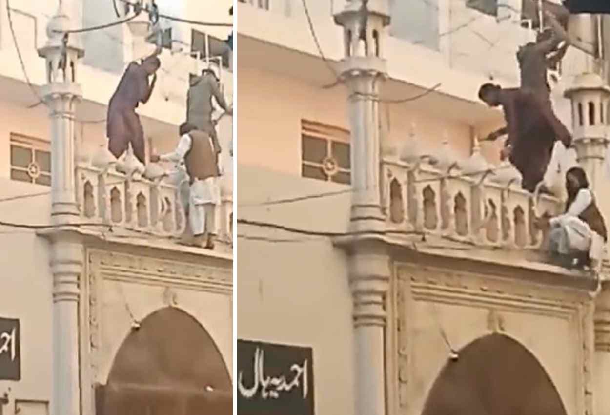 Pakistan Ahmadi Mosque: पेशावर में ब्लास्ट के बाद अब कराची में मस्जिद पर हमला, मिनारों को तोड़ने का वीडियो वायरल