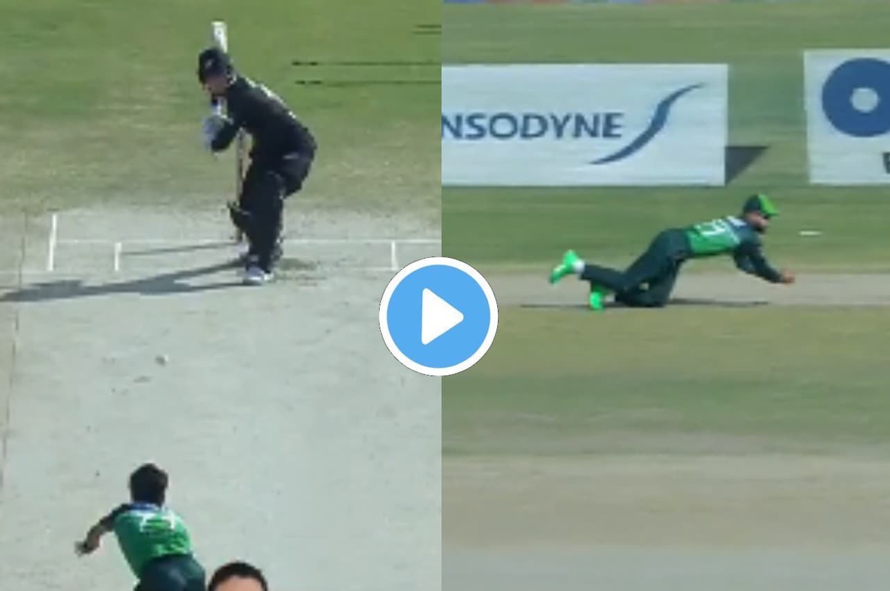PAK vs NZ: Naseem Shah की आग उगलती गेंद पर गच्चा खा गए Finn Allen, नवाज ने पकड़ा बेहतरीन कैच, देखें वीडियो
