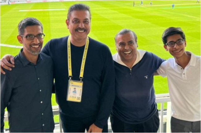 ravi shastri sundar pichai mukesh ambani ravi shastri sundar pichai mukesh ambani