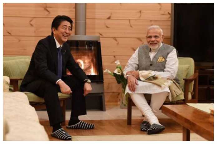 PM Narendra Modi with Japan former PM Shinzo Abe