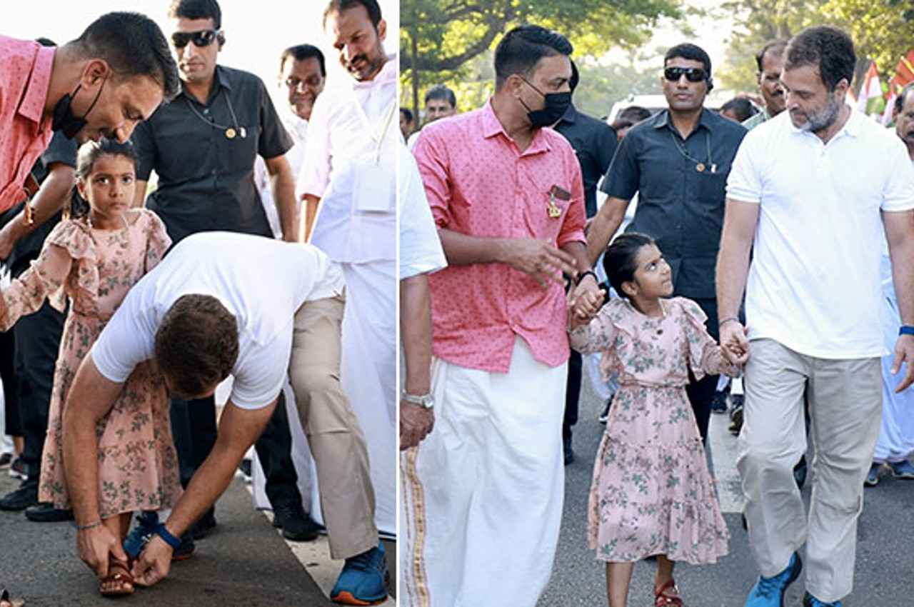 Rahul Gandhi Helps Little Girl