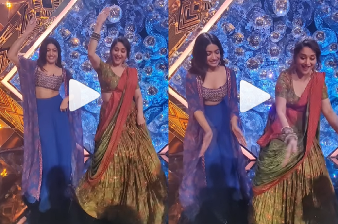 Rashmika & Madhuri Garba Dance Video: धक-धक गर्ल से गरबा के गुर सीखती दिखीं श्रीवल्ली