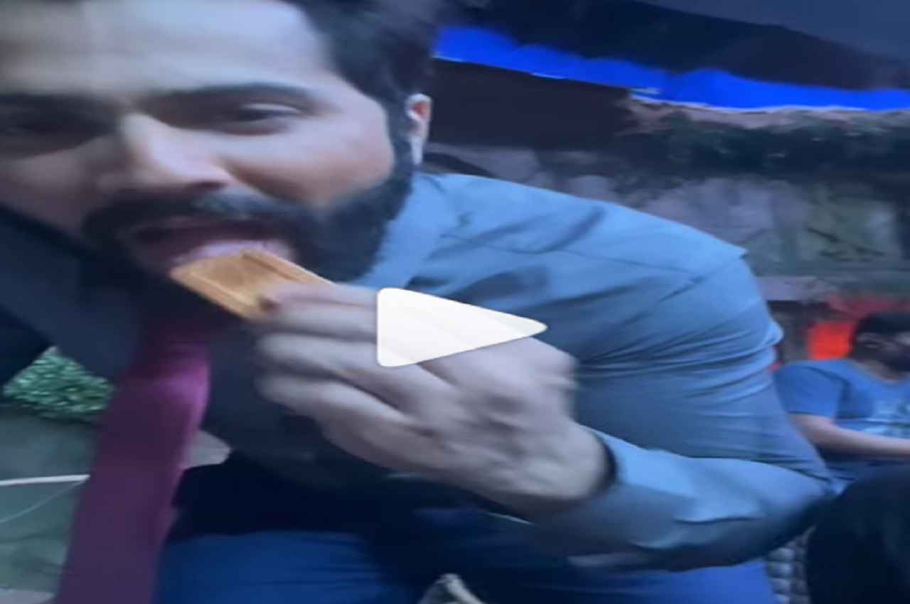 Varun Dhawan ने 'भेड़िया' के सेट पर लिया चाय और Parle-G बिस्किट का मजा, देखें वीडियो