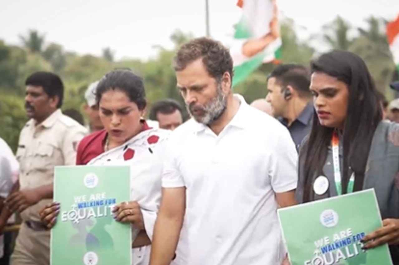 rahul gandhi walks with transgender rahul gandhi walks with transgender
