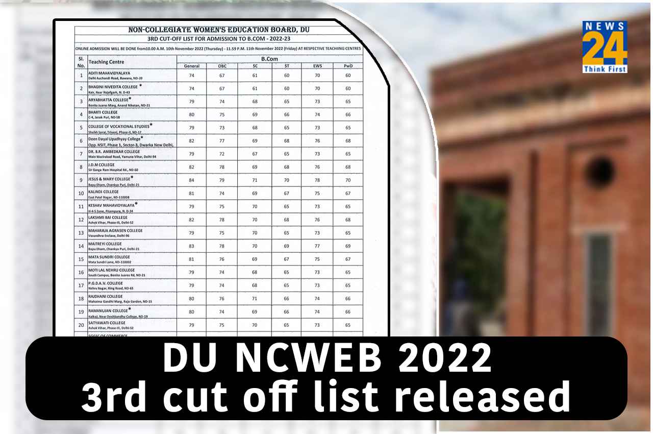 DU NCWEB Admission 2022: तीसरी कट ऑफ लिस्ट जारी, ये रहा Direct Link