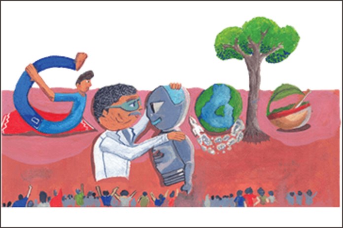 Google Doodle, Shloka google doodle, shloka painting,