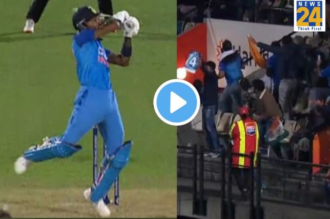 IND vs NZ 3rd T20 Hardik Pandya Six IND vs NZ 3rd T20 Hardik Pandya Six