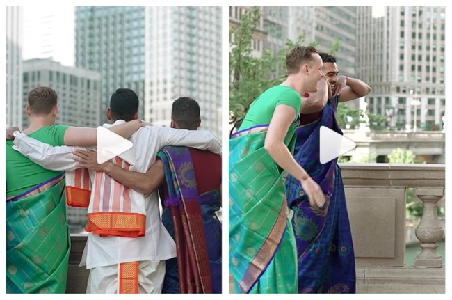 दोस्त की शादी में साड़ी पहने दोनों युवक