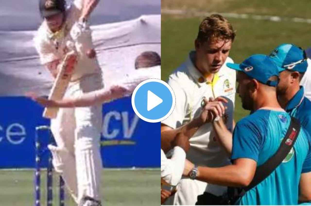 AUS vs SA: एनरिच नॉर्ट्जे की आग उगलती गेंद पर घायल हुए Cameron Green, मैदान पर टपका खून, देखें वीडियो