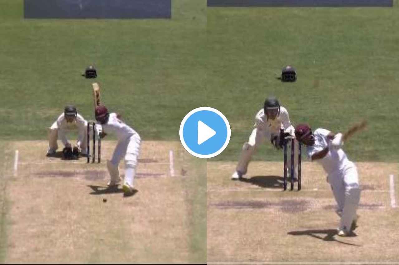 AUS vs WI: ये है कैरेबियन पावर! चार कदम आगे बढ़े Braithwaite और जड़ दिया गगनचुंबी छक्का, देखें वीडियो