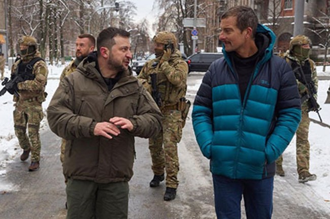 Bear Grylls met Volodymyr Zelenskyy