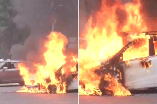 Car catches fire