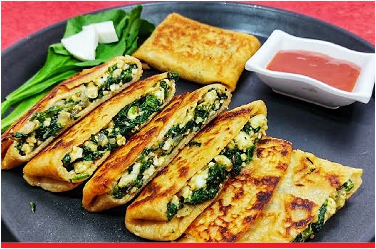 Cheesy Palak Pockets Recipe, Cheesy Palak Pockets