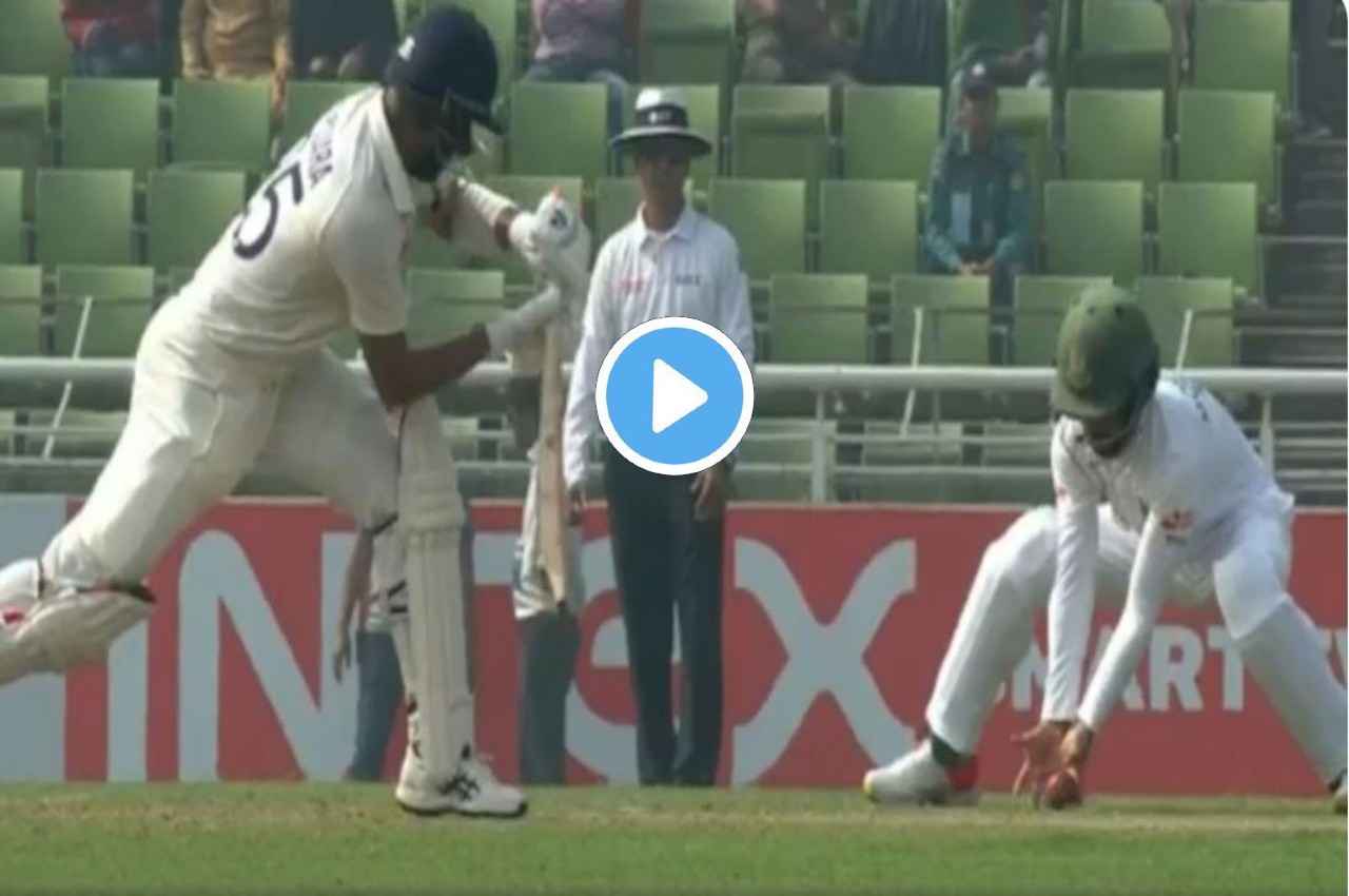 Taijul Islam की गेंद पर चकमा खा गए Cheteshwar Pujara, मोमिनुल हक ने आगे कूदकर लपका बेहतरीन कैच, देखें वीडियो