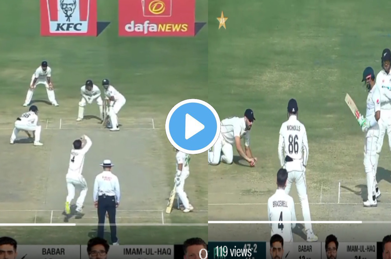 PAK vs NZ 1st test live score Daryl Mitchell drops Babar Azam's catch