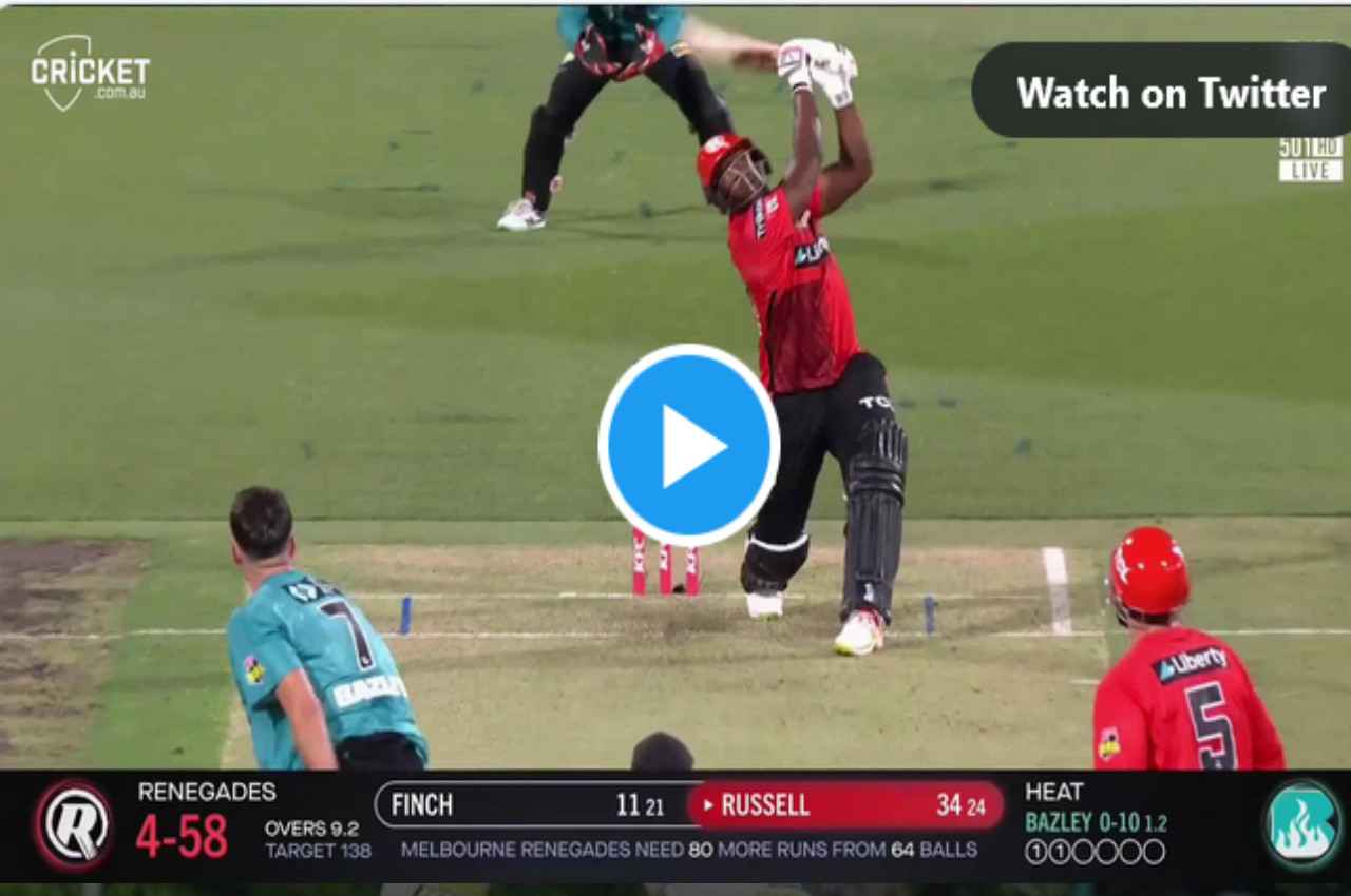 BBL 2022:  'बल्ला है या हथौड़ा'...Andre Russell ने ठोका गगनचुंबी छक्का, गायब हो गई गेंद, देखें
