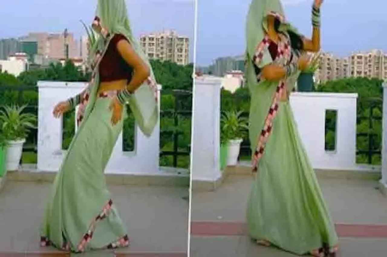 Viral Video: सपना चौधरी की तरह इन भाभी ने घूंघट डाल लचकाई हल्की-हल्की कमर तो घर की छत पर बन गया माहौल