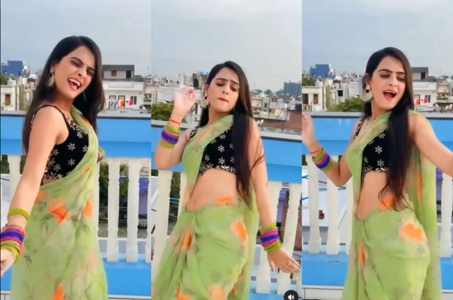 bhabhi dance in green saree goes viral