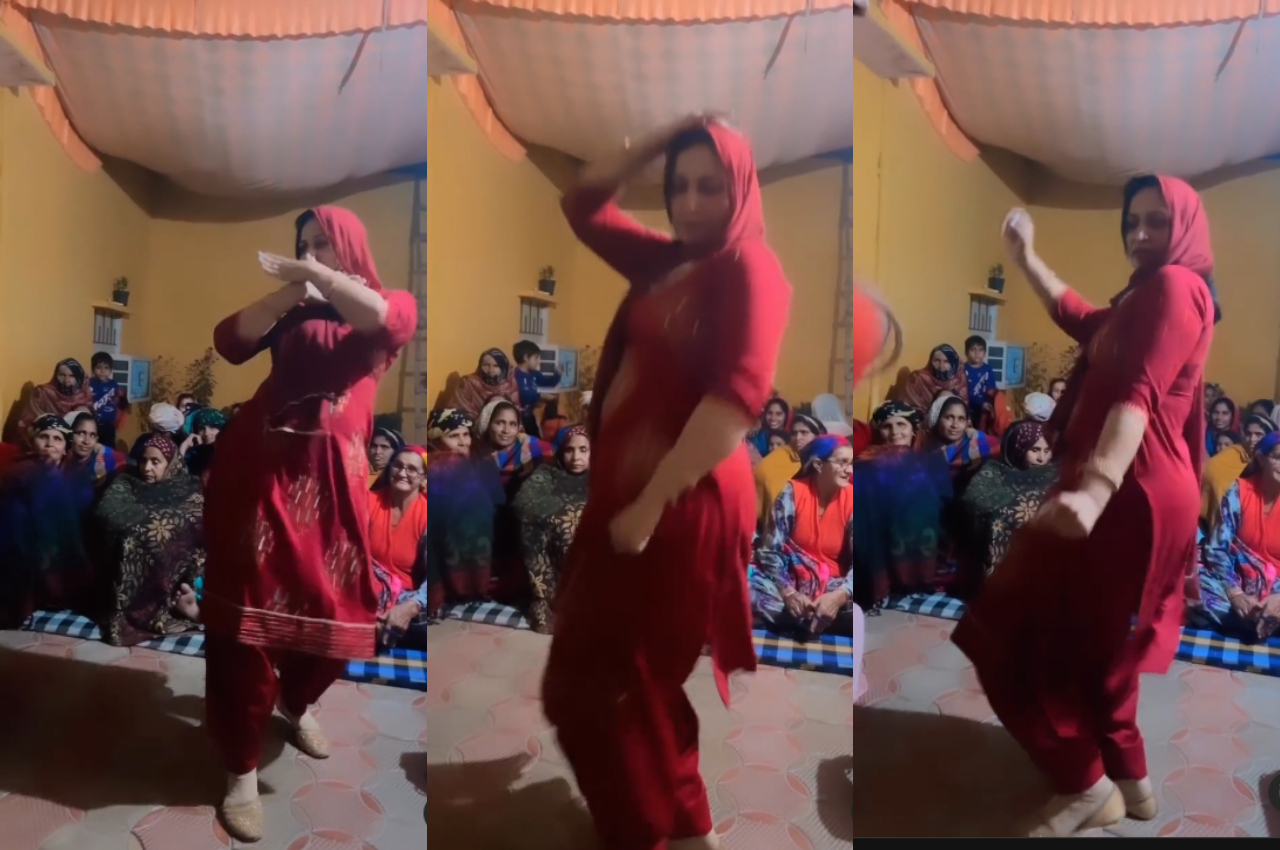 bhabhi dance in red suit