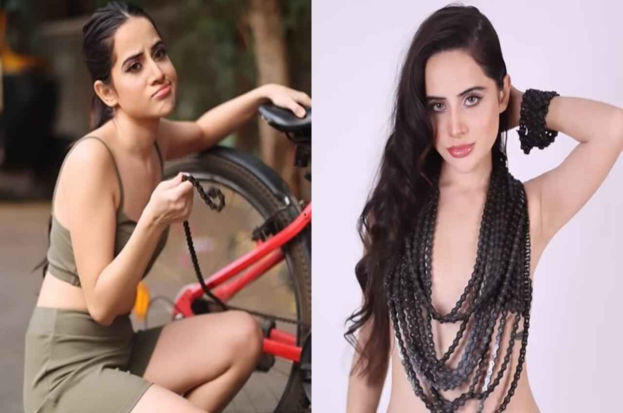 Urfi Javed के इस Hot लुक ने सारी हदें की पार, देखें कैसे साइकिल की चैन को बनाया अपनी ड्रैस