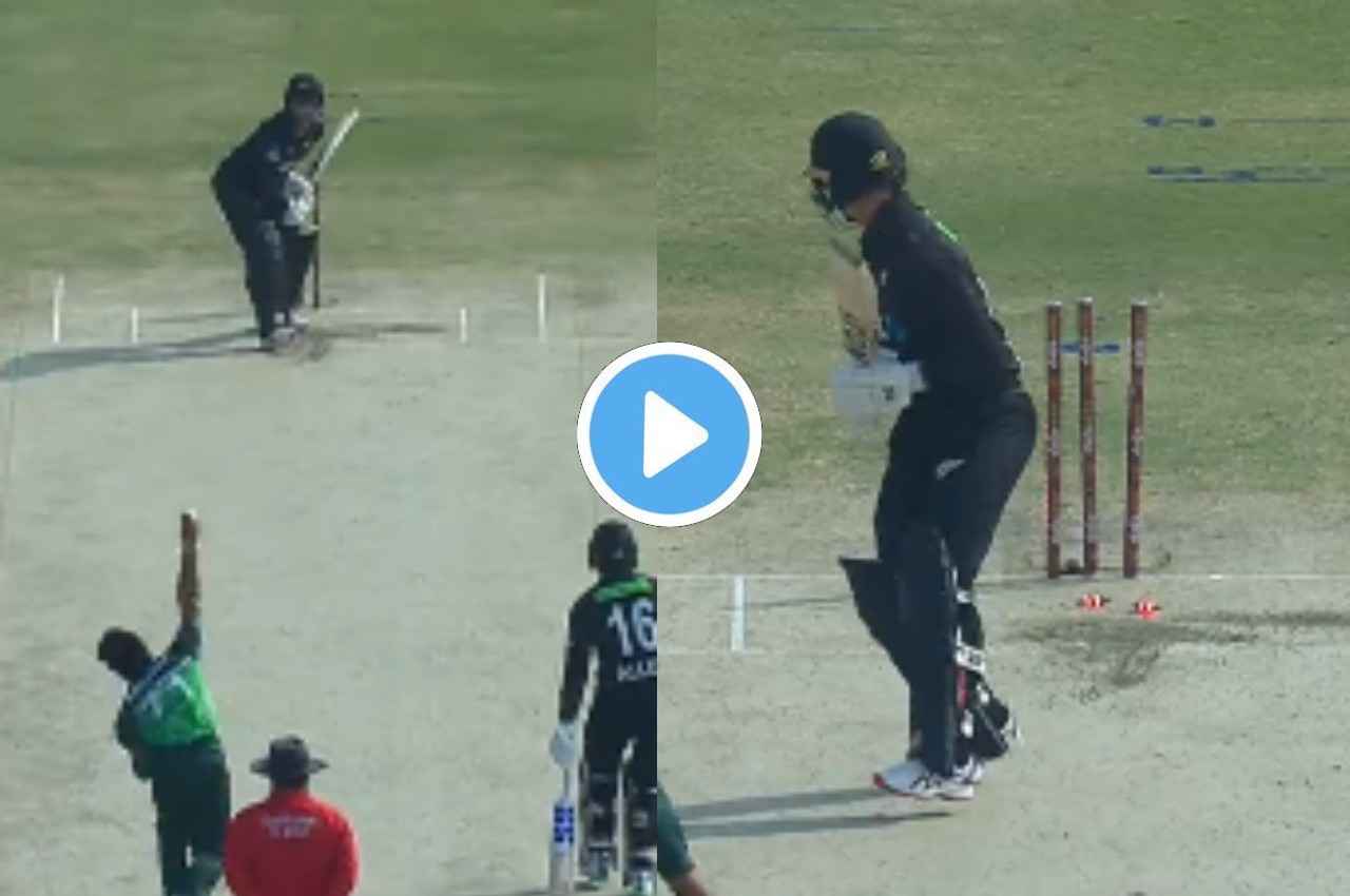 PAK vs NZ: 'गेंद है या बुलेट' चारों खाने चित्त हो गए Devon Conway, स्टंप में घुस गई Naseem Shah की बॉल, देखें वीडियो
